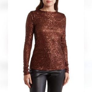 Free People Sequin Top chocolate S